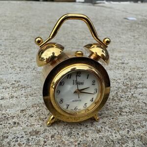 Miniature Vivani Desk Clock Quartz Japan Movement Accutime Watch Corp Twin Bell